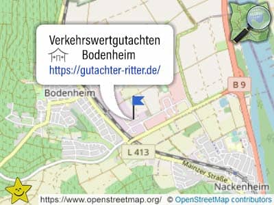 Karte mit Bereich für Verkehrswertgutachten Bodenheim