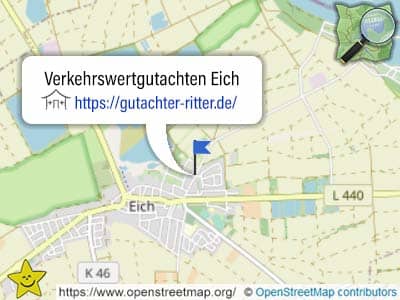 Karte mit Bereich für Verkehrswertgutachten in Eich ( Kreis Alzey-Worms)