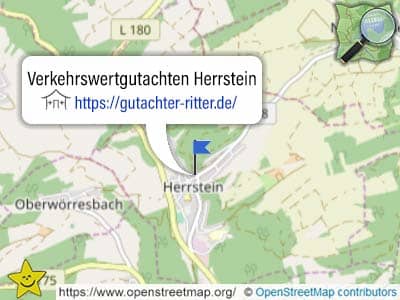 Karte mit Bereich für Verkehrswertgutachten Herrstein.
