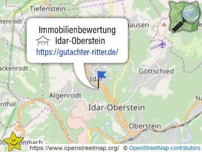 Karte mit Ort für Immobilienbewertungen Idar-Oberstein.