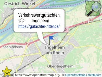 Karte mit Bereich für Verkehrswertgutachten Ingelheim am Rhein
