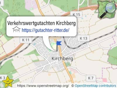 Karte und Bereich für Verkehrswertgutachten Kirchberg
