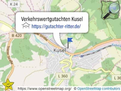 Karte mit Bereich für Verkehrswertgutachten im Kreis Kusel