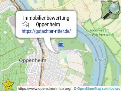 Karte und Gebiet für Immobilienbewertungen Oppenheim