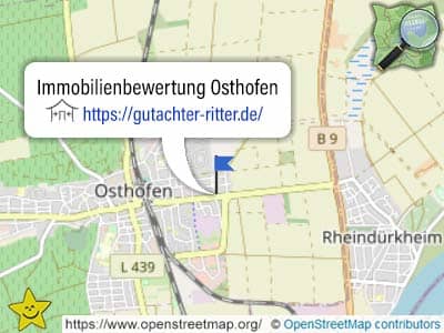 Karte und Gebiet für Immobilienbewertungen Osthofen