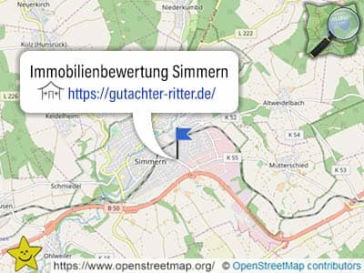 Leistungsgebiet für Immobilienbewertungen Simmern (Rheinland-Pfalz).