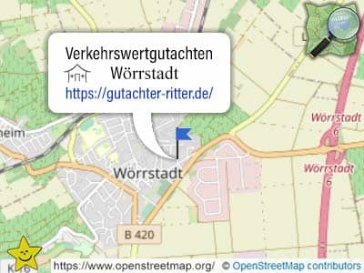 Karte mit Bereich für Verkehrswertgutachten in Wörrstadt