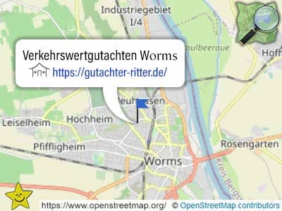 Karte und Bereich für Verkehrswertgutachten in Worms